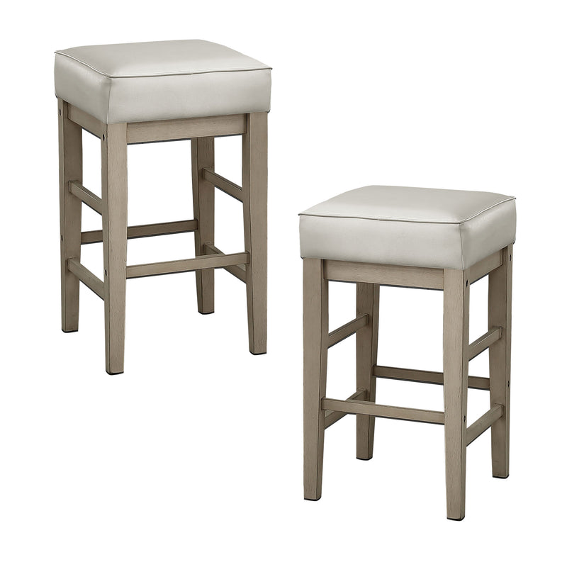 Lexicon 29 Inch Pub Height Wooden Bar Stool Leather Seat Barstool, White (Used)