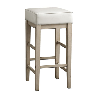 Lexicon 29 Inch Pub Height Wooden Bar Stool Leather Seat Barstool, White (Used)