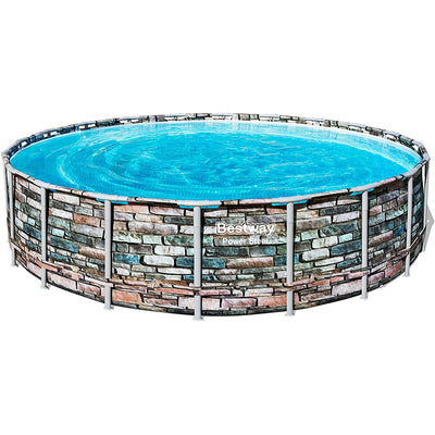 Bestway 20 Foot Steel Frame Above Ground Pool Set with Pump and Ladder(Open Box)