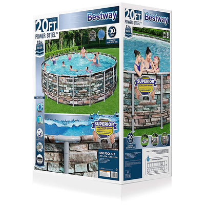 Bestway 20 Foot Steel Frame Above Ground Pool Set with Pump and Ladder(Open Box)