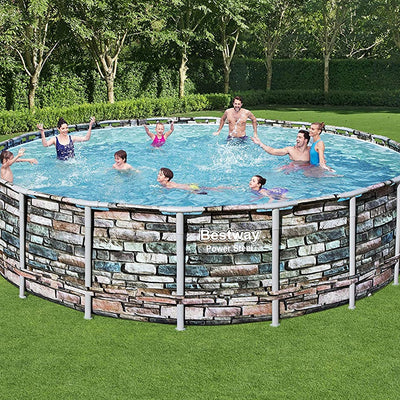 Bestway 20 Foot Steel Frame Above Ground Pool Set with Pump and Ladder(Open Box)