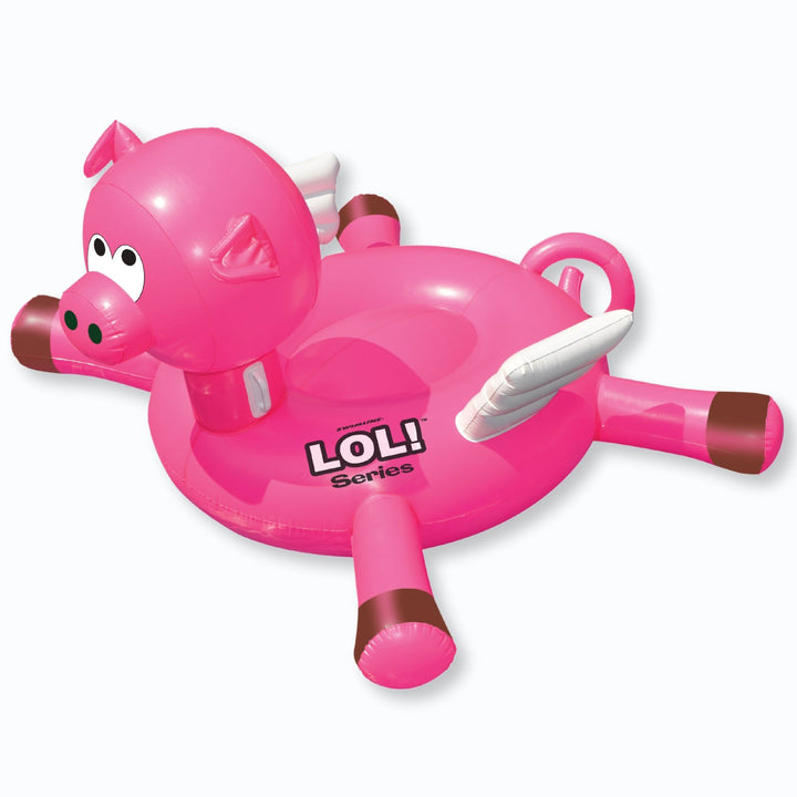 Swimline Large Inflatable LOL Flying Pig Pool Float, Lake Floating Raft, Pink