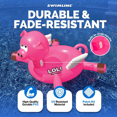 Swimline LOL Swimming Pool Giant Rideable Flying Pig Inflatable Float (Open Box)