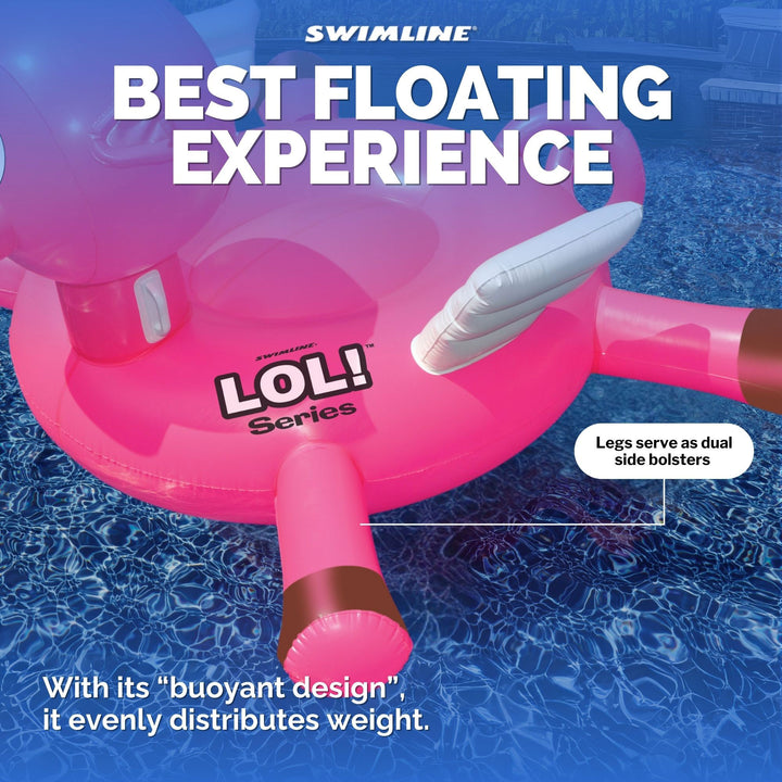 Swimline Large Inflatable LOL Flying Pig Pool Float, Lake Floating Raft, Pink
