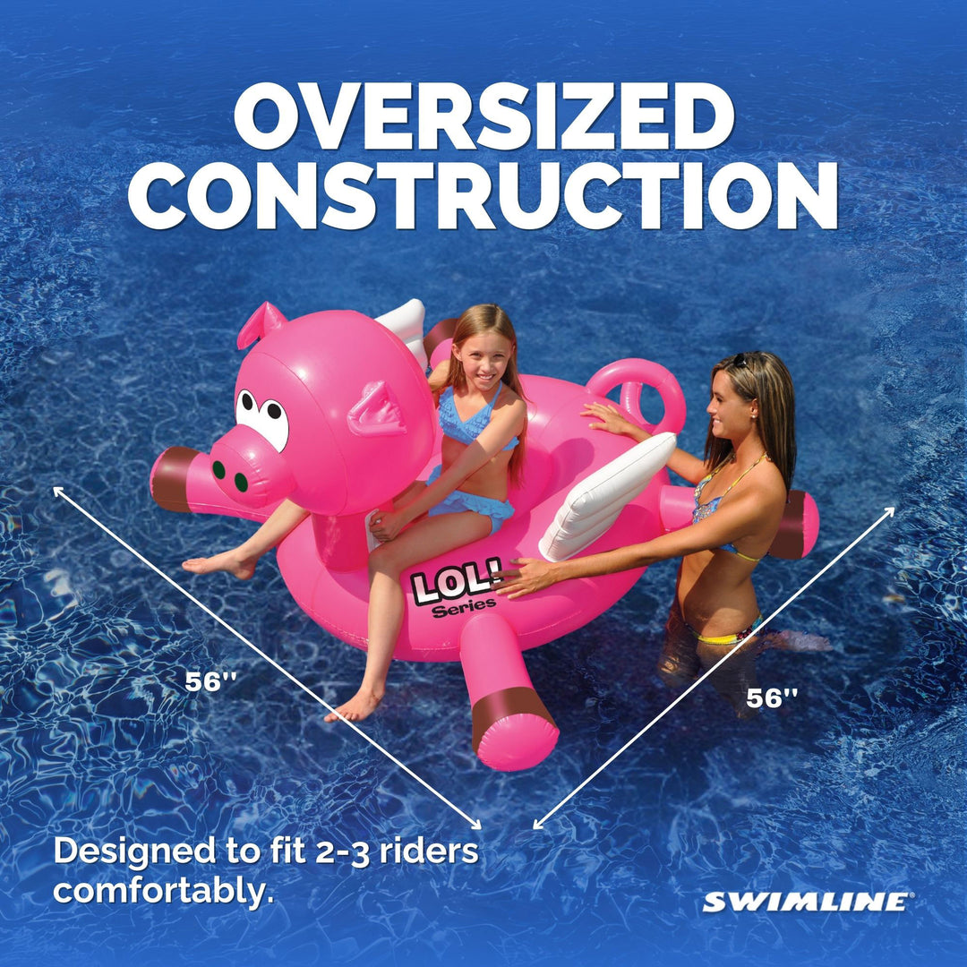 Swimline Large Inflatable LOL Flying Pig Pool Float, Lake Floating Raft, Pink
