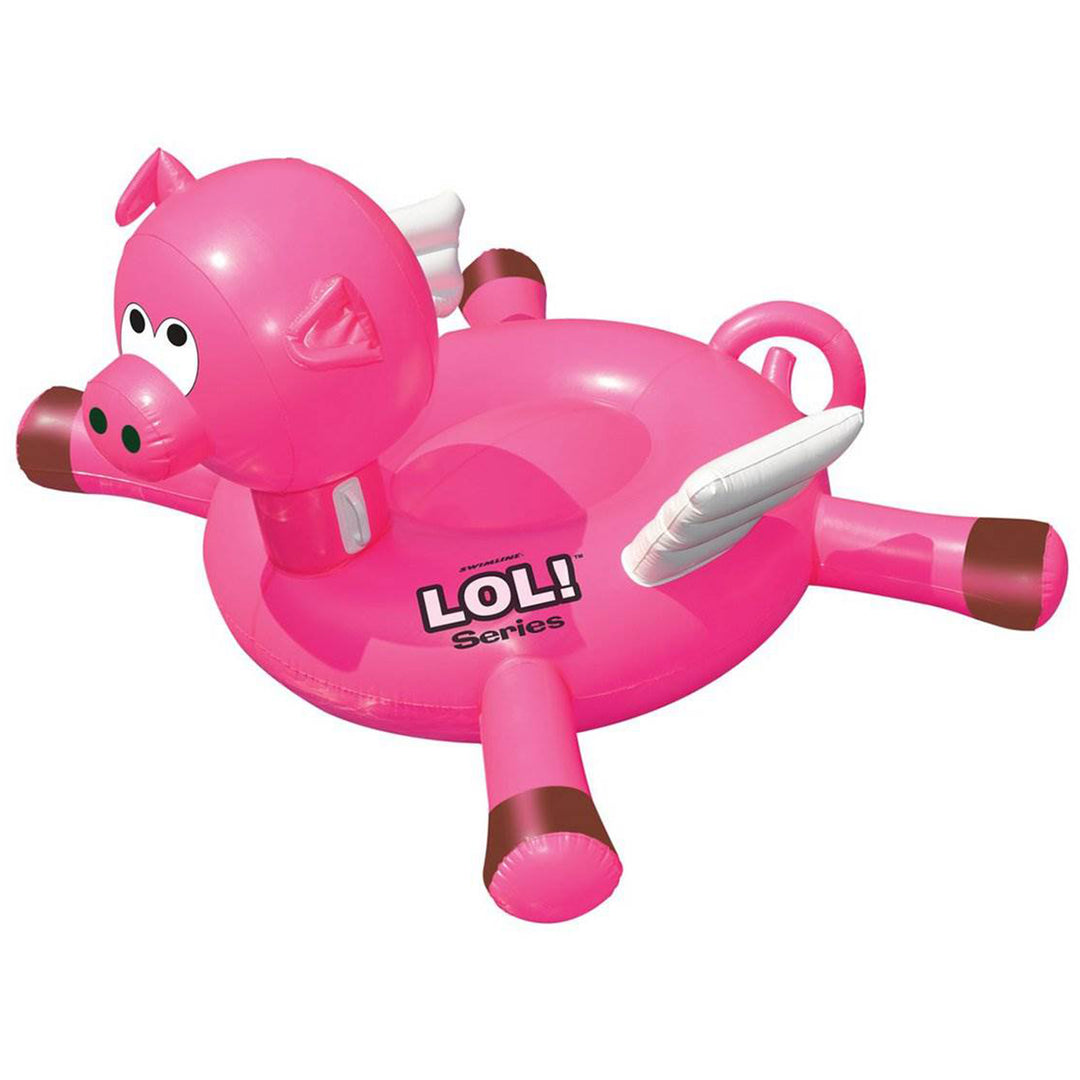 Swimline Large Inflatable LOL Flying Pig Pool Float, Lake Floating Raft, Pink