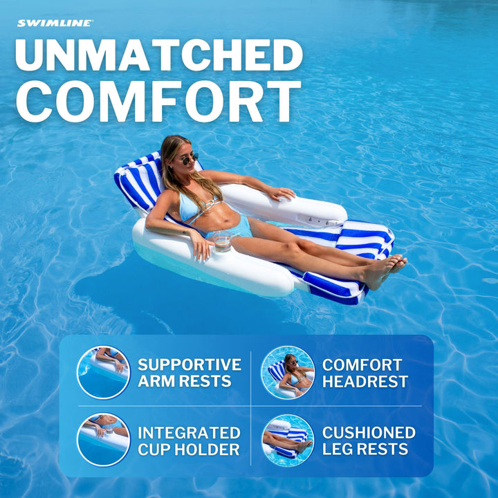 Swimline 10010 SunChaser Pool Padded Floating Luxury Chair Lounger (For Parts) - VMInnovations
