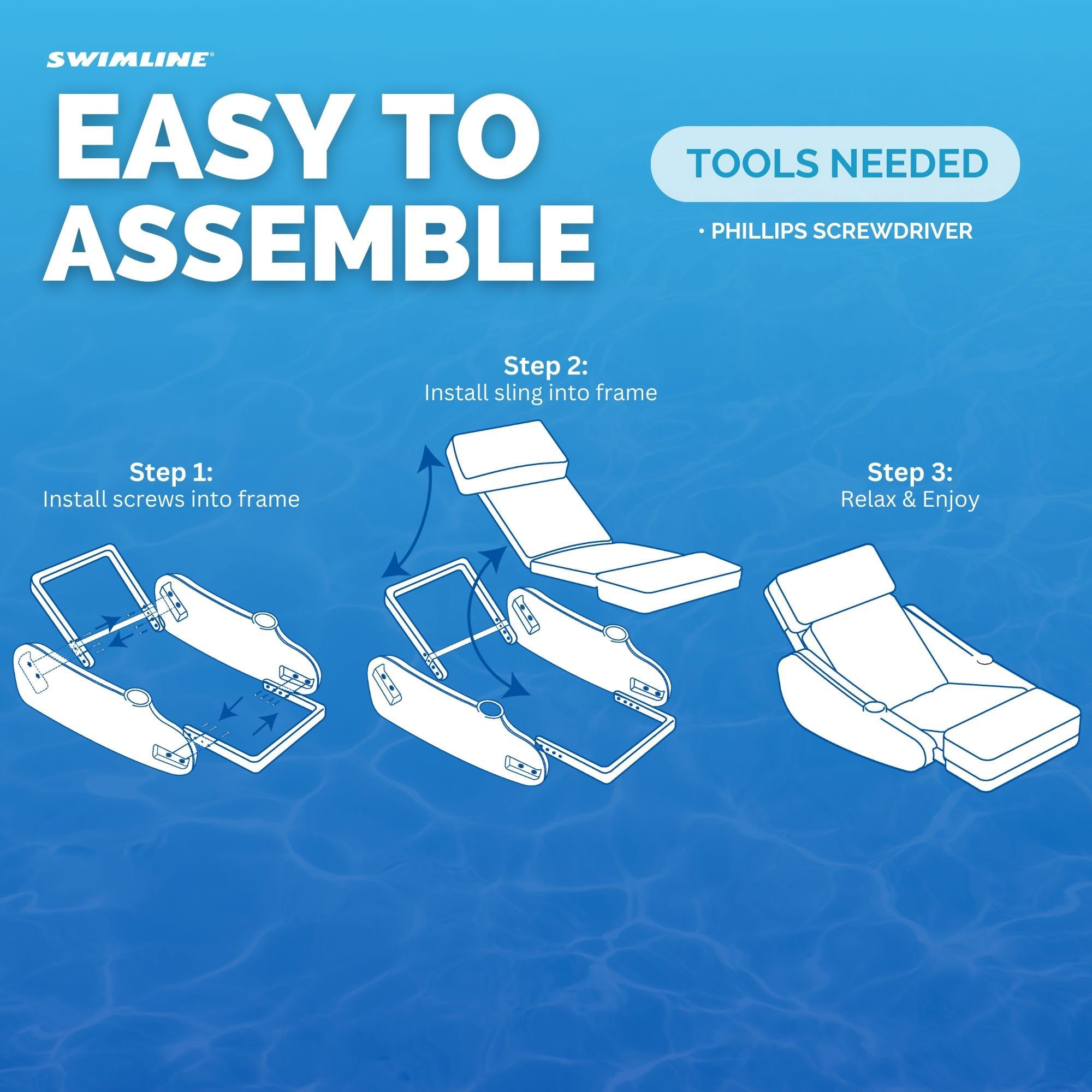 Swimline 10010 SunChaser Swimming Pool Padded Floating Chair Lounger (Open Box) - VMInnovations