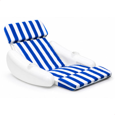 Swimline SunChaser Padded Floating Luxury Pool Lounge Sling Chair, Blue/White