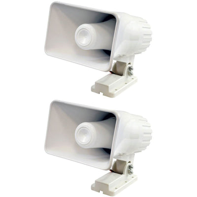 Pyle Pro 6" 50 Watts 8 Ohms Indoor and Outdoor PA Horn Speaker, White (2 Pack) - VMInnovations