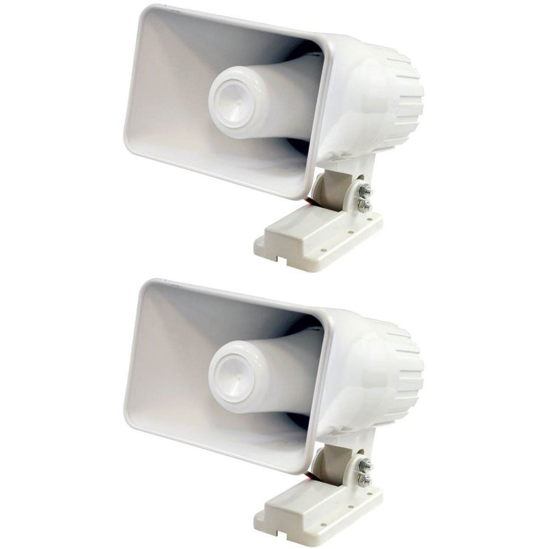 Pyle Pro 6" 50 Watts 8 Ohms Indoor and Outdoor PA Horn Speaker, White (2 Pack)