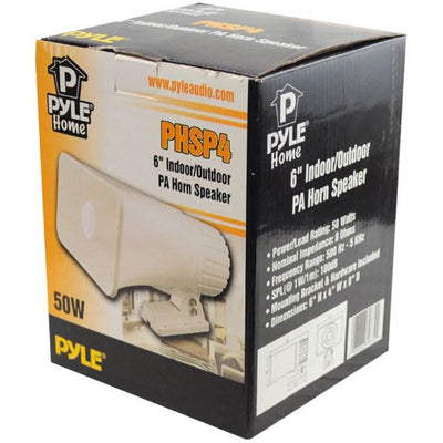 Pyle Pro 6" 50 Watts 8 Ohms Indoor and Outdoor PA Horn Speaker, White (2 Pack)