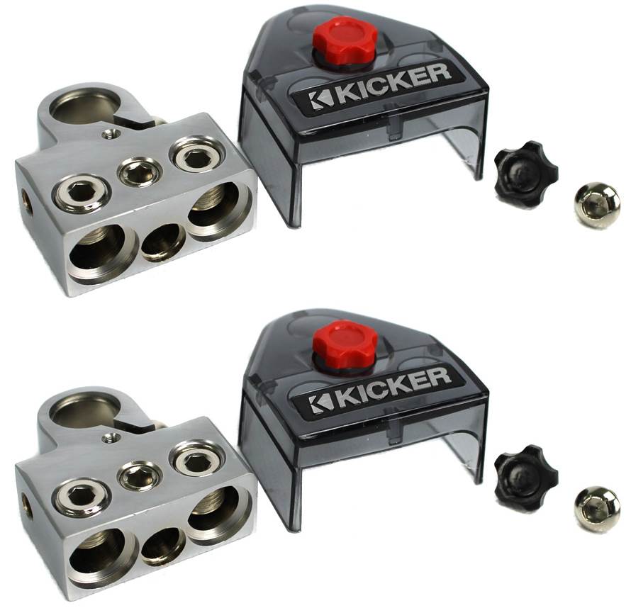 2) New Kicker BT4 Positive/Negative Power Battery Terminal 0/1-8 Ga Gauge 3 Out