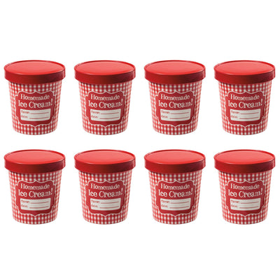 Hamilton Beach Red Pint Ice Cream Freezer Sealed Storage Tubs, 8 pack (Open Box)