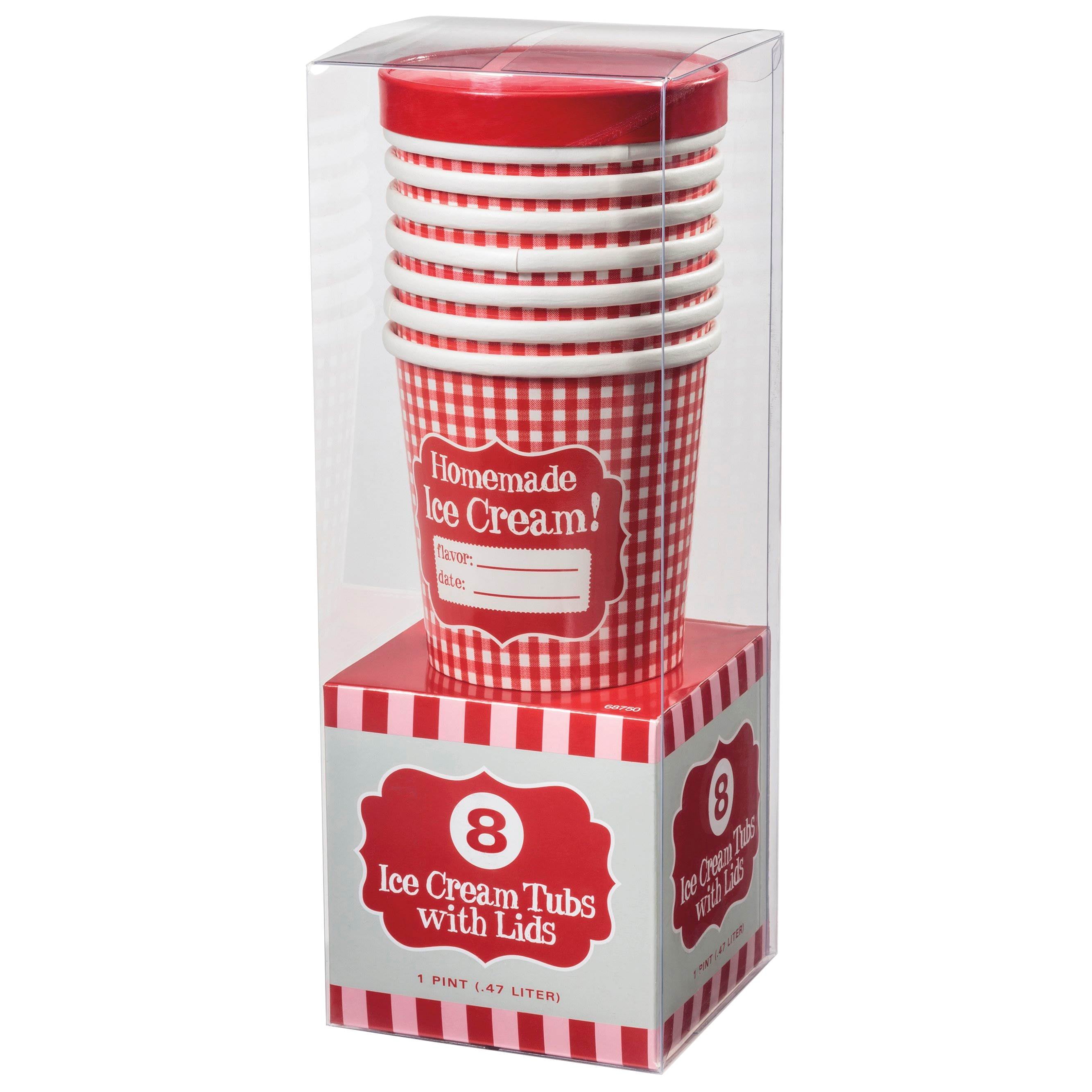Hamilton Beach Red Pint Ice Cream Freezer Sealed Storage Tubs, 8 pack (Open Box)