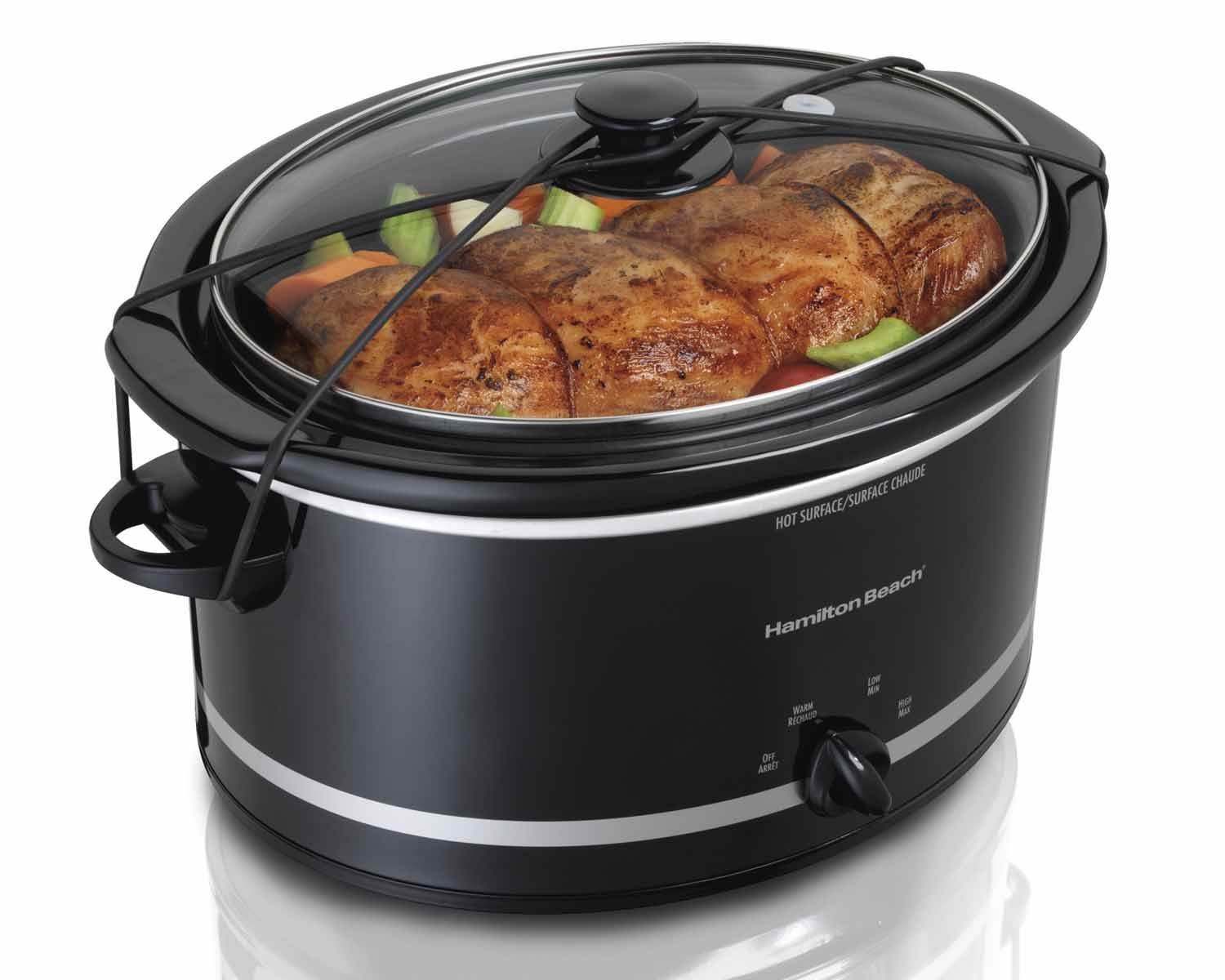 NEW Hamilton Beach 33250 5 Qt. Portable Slow Cooker w/Bonus Party Dipper Warmer