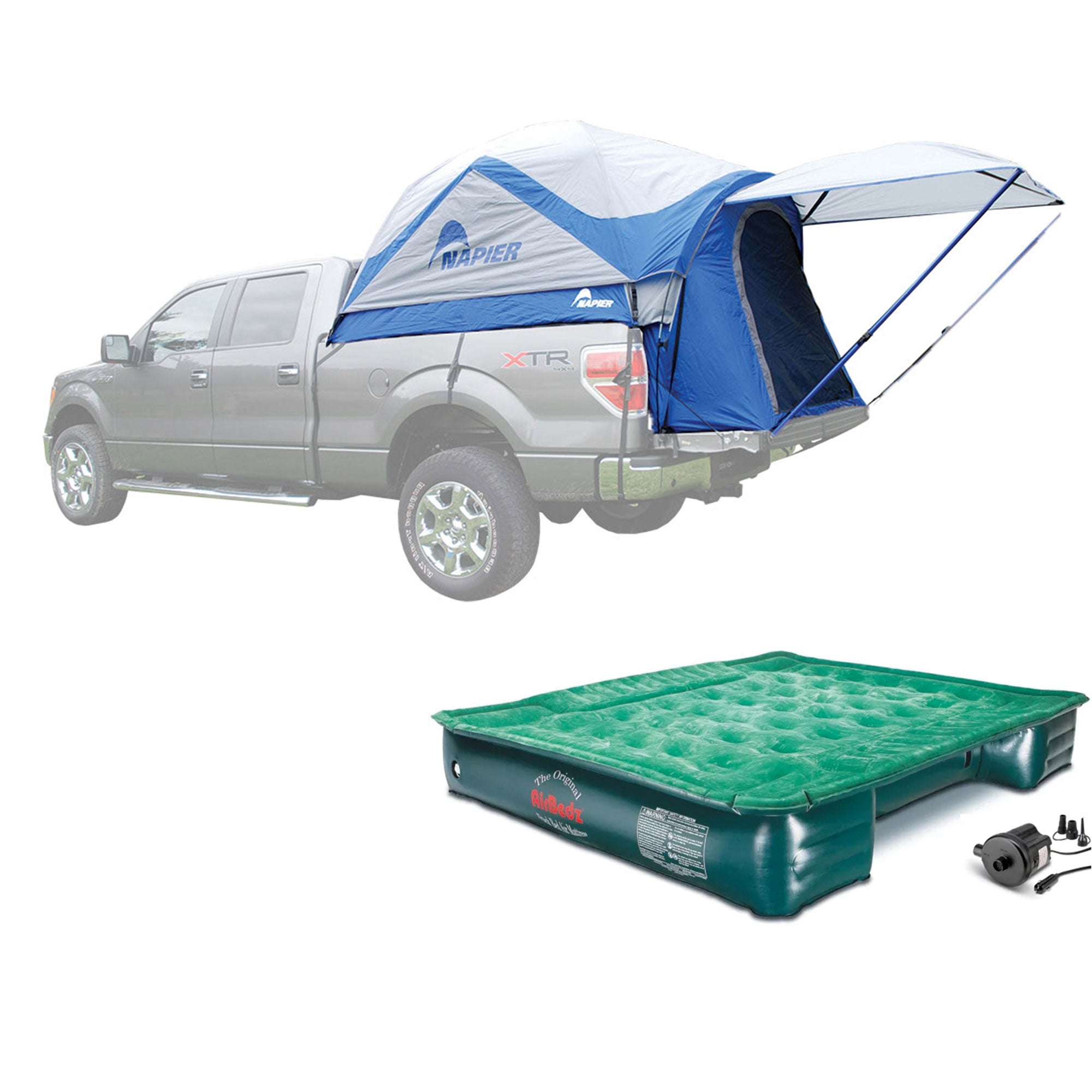 Napier Sportz 57 Series Regular Truck Tent, Full and AirBedz Truck Air Mattress