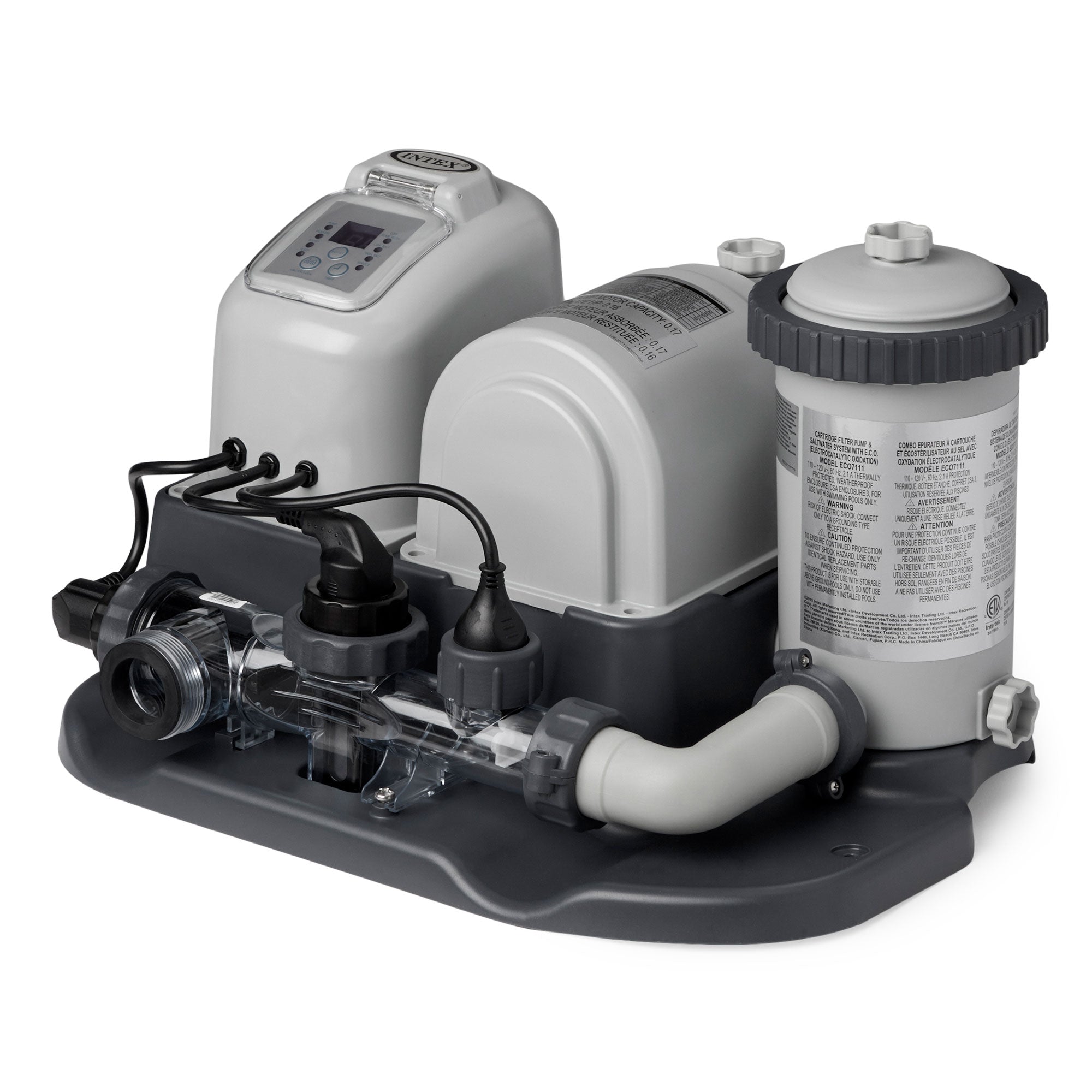 Intex 120V Krystal Clear Saltwater System Pool Chlorinator & Filter Pump (Used)
