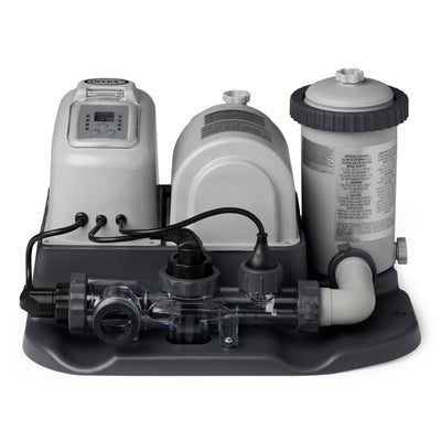 Intex 120V Krystal Clear Saltwater System Pool Chlorinator & Filter Pump (Used)