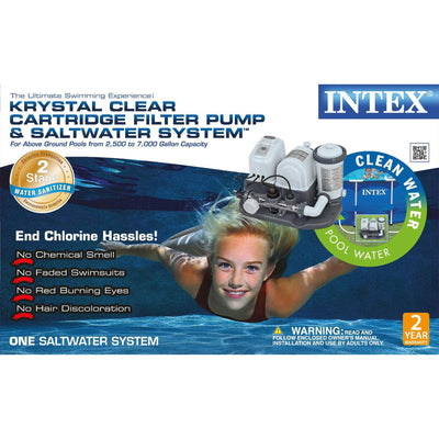 Intex 120V Krystal Clear Saltwater System Pool Chlorinator & Filter Pump (Used)