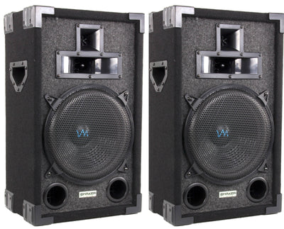 NEW VM Audio VAS310P 1200 Watt 3-Way 10" DJ Passive Loud Speakers + Tripod Stand