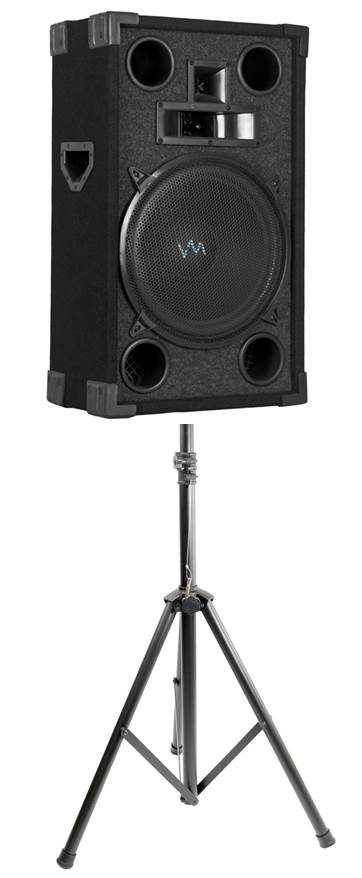 New VM Audio VAS312P 900 Watt 3 Way 12" DJ Passive Loud Speaker + Tripod Stand