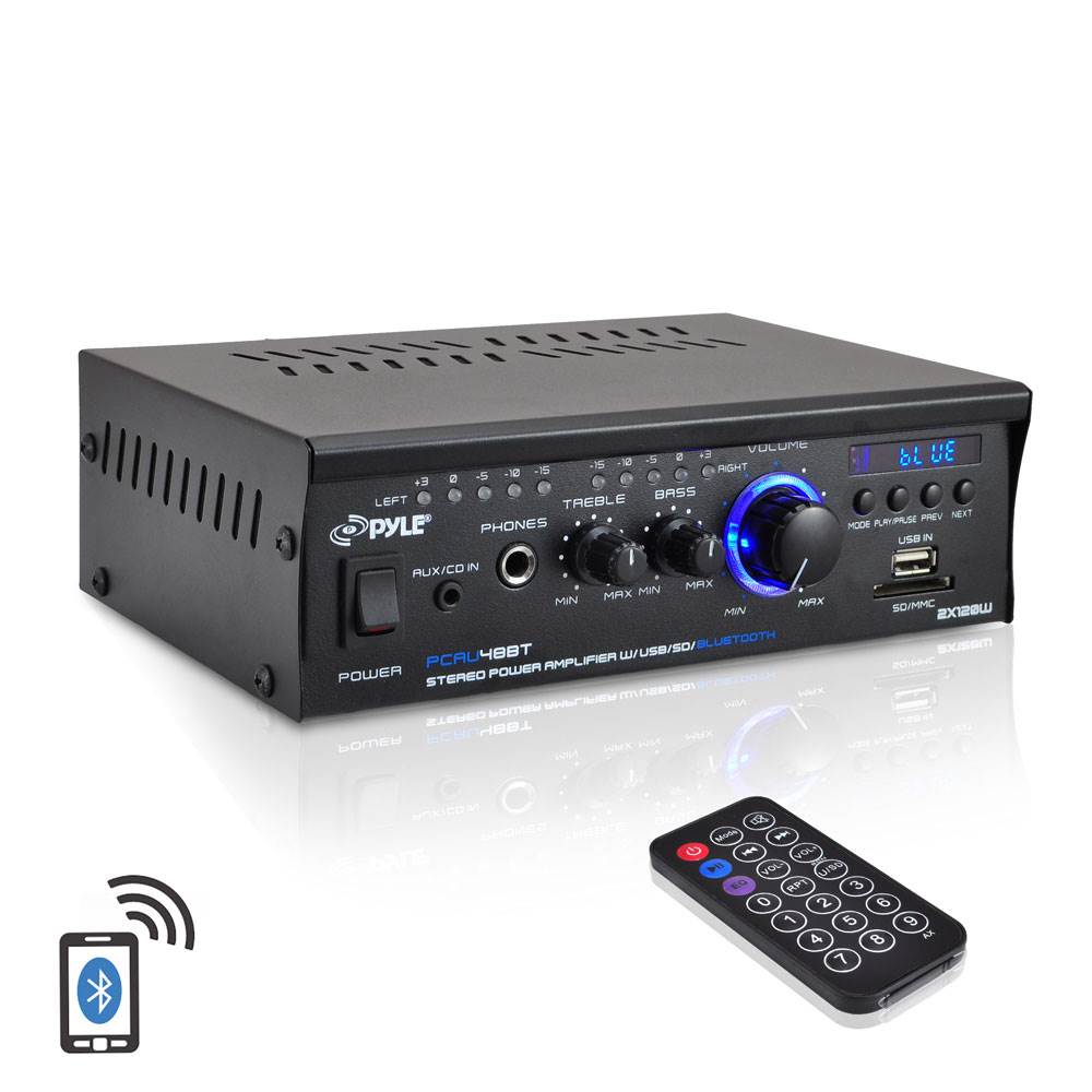 Pyle PCAU48BT Mini Blues Series 2 Channel Bluetooth Amplifier Stereo (4 Pack)
