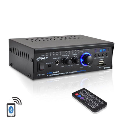 Pyle PCAU48BT Mini Blues Series 2 Channel Bluetooth Amplifier Stereo (2 Pack)