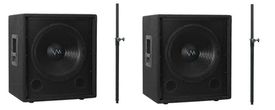 VM Audio VAS12SUB 12" 1000 Watt Passive DJ Subwoofers + Speaker Mounting Poles
