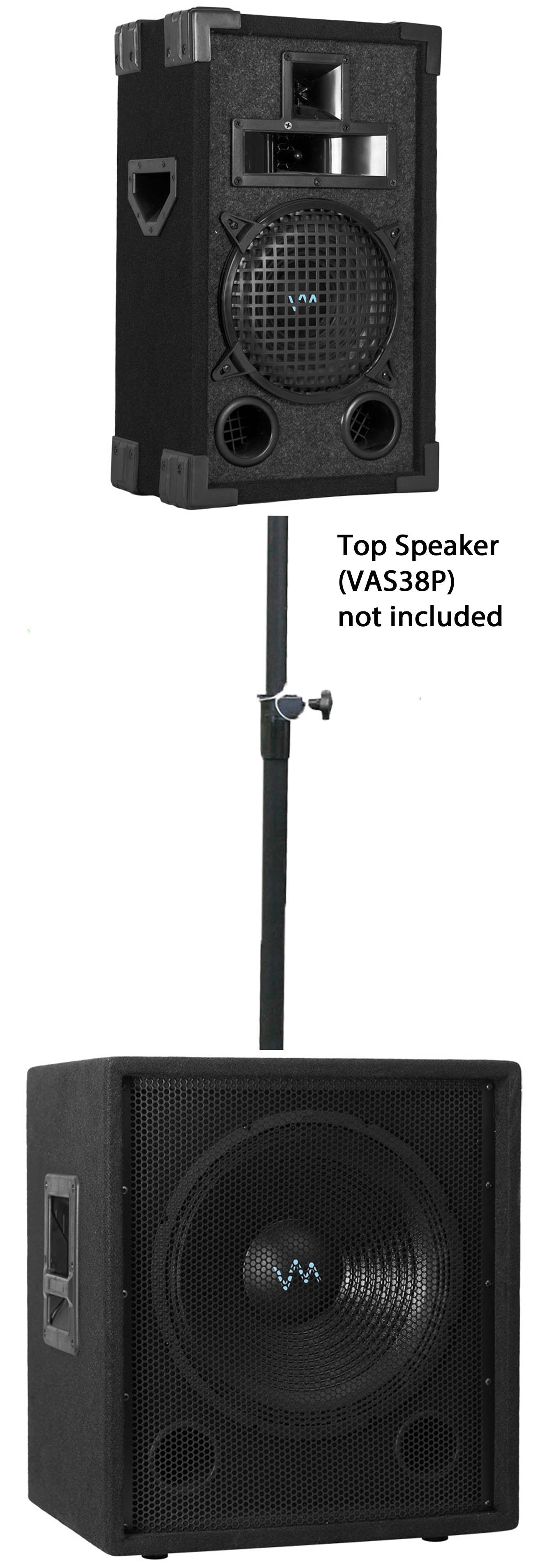 VM Audio VAS12SUB 12" 1000 Watt Passive DJ Subwoofers + Speaker Mounting Poles