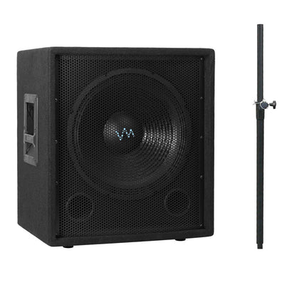 VM Audio 15" 1500 Watt Passive DJ Subwoofer + Adjustable Speaker Mounting Pole