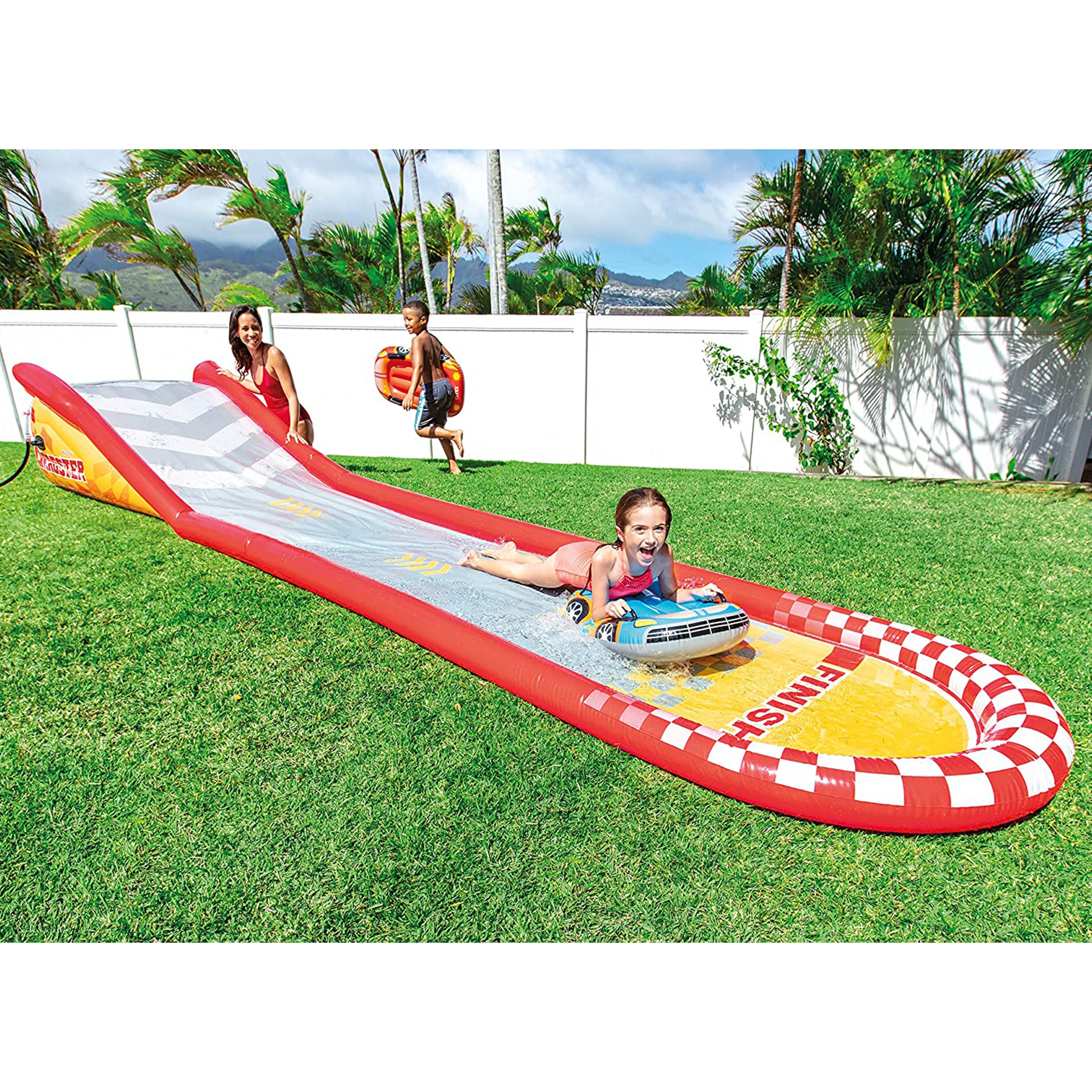 Intex 58x13" Inflatable Sunset Pool and 221" Racing Water Slide w/ 2 Surf Riders - VMInnovations