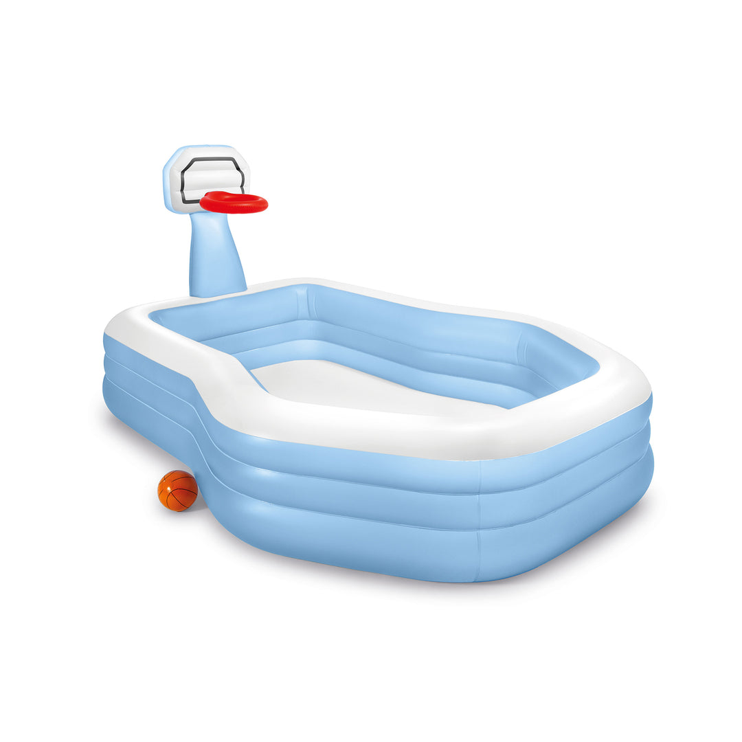 Intex 101 Inch Swim Center Shootin' Hoops Inflatable Family Pool, Blue (Used)