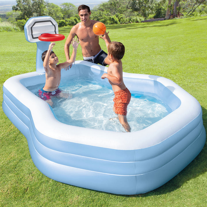 101 Inch Swim Center Shootin' Hoops Inflatable Family Pool, (Open Box) - VMInnovations