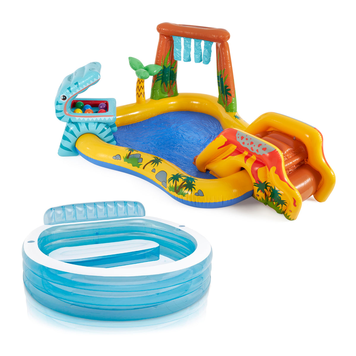 Intex Inflatable Family Lounge Pool w/ Intex Dinosaur Inflatable Kiddie Pool