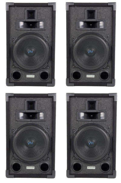 4) New VM Audio VAS38P 8" 800 Watt 3 Way DJ Passive Loud PA Speaker System Pair