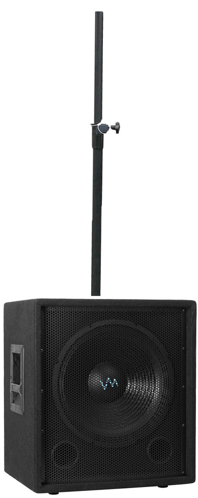 VM Audio VAS38P 8" 400W 3 Way DJ Passive Speaker + 12" DJ Subwoofer + Pole