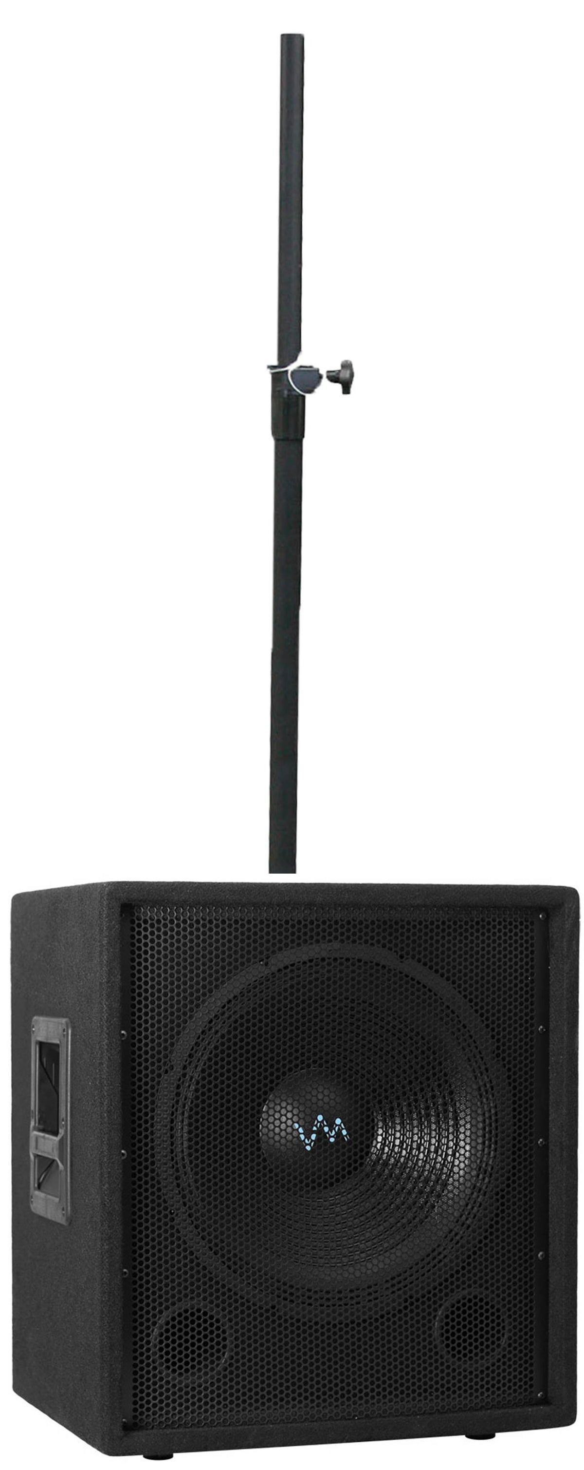 VM Audio VAS38P 8" 400W 3 Way DJ Passive Speaker + 12" DJ Subwoofer + Pole