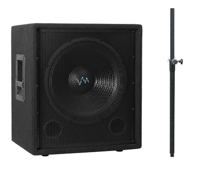 VM Audio VAS15SUB 15" 1500 Watt Passive Sub + VAS310P 10" DJ SPEAKER + Pole