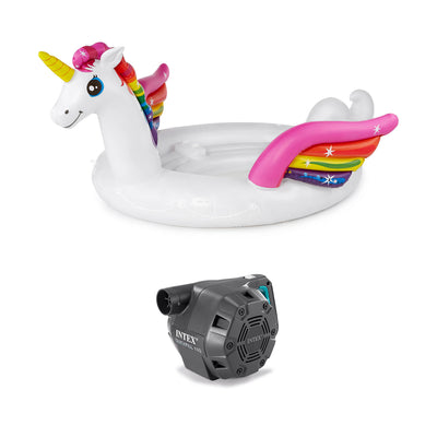 Intex Adult Inflatable Unicorn Pool Float + Intex 120V Quick-Fill Air Pump