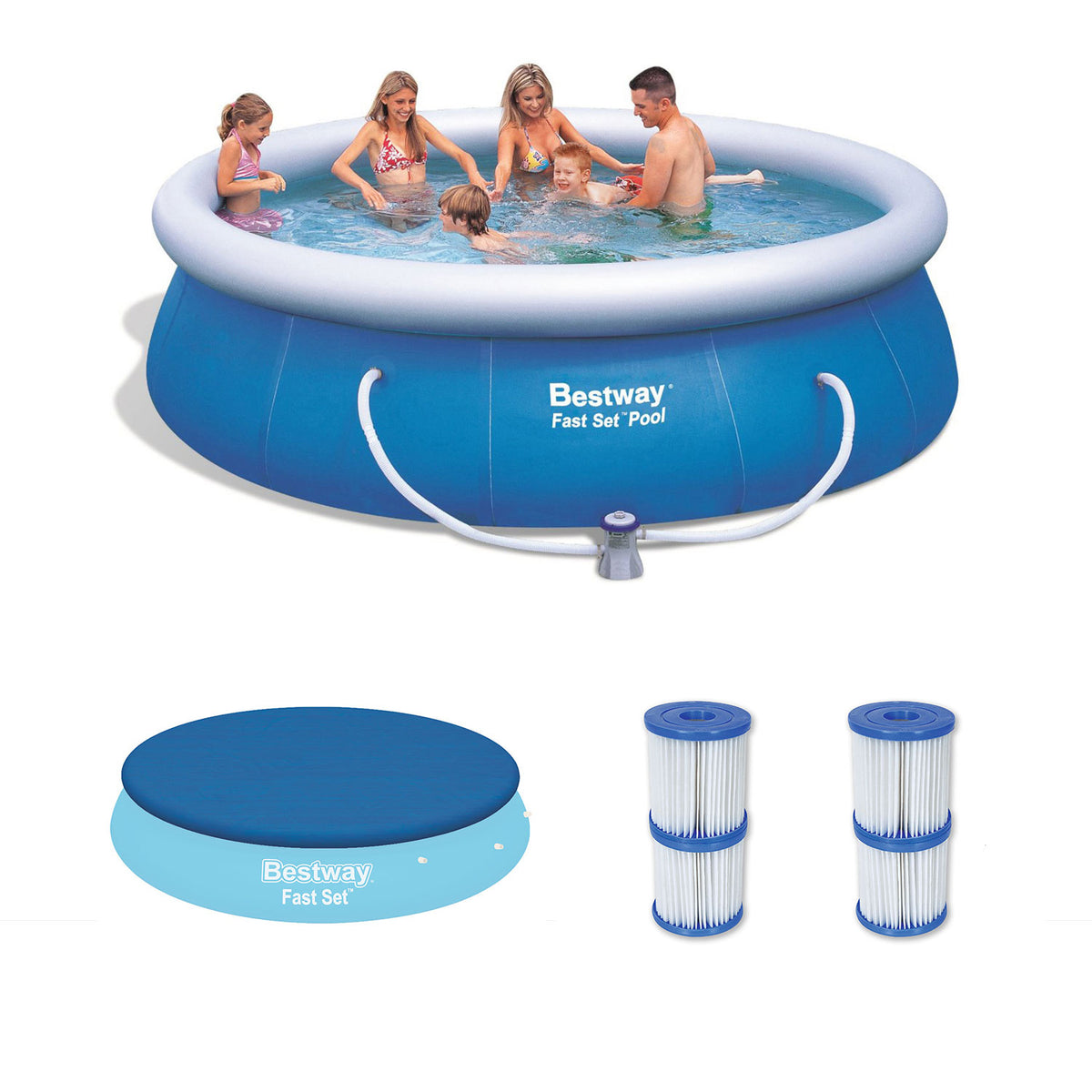 Bestway 12ft x 36in Inflatable Pool with Cover & Type V/K Filter Cartridges