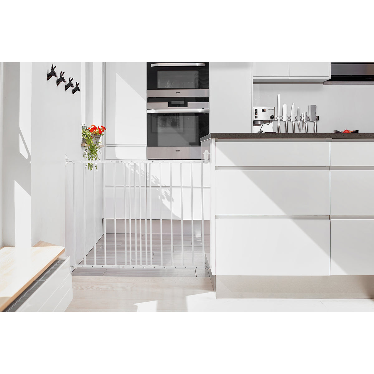 BabyDan MultiDan Wall Mount 24.6-42 Inch Doorway Safety Baby Gate, White Metal - VMInnovations