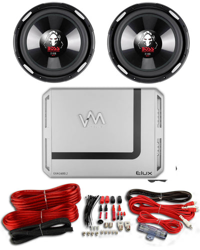 2 BOSS P106DVC 10" 4200W Car Subwoofers Subs + 2000W Mono Amp + 4 Gauge Amp Kit