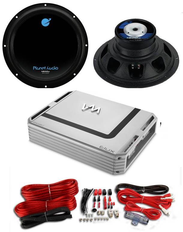 2 PLANET AUDIO AC12D 12" Car Subwoofer Subs + VM Audio 2 Channel Amp + Wire Kit