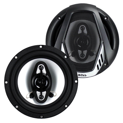 4) NEW BOSS NX654 6.5" 800W 4-Way Car Audio Coaxial Speakers + 4 Channel Amp