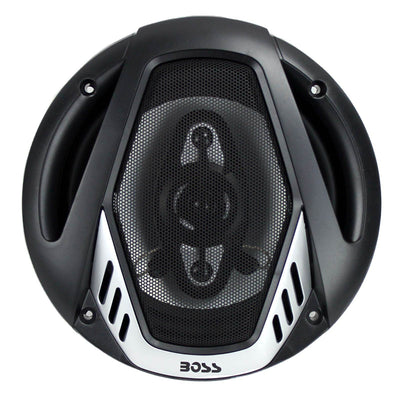 4) NEW BOSS NX654 6.5" 800W 4-Way Car Audio Coaxial Speakers + 4 Channel Amp