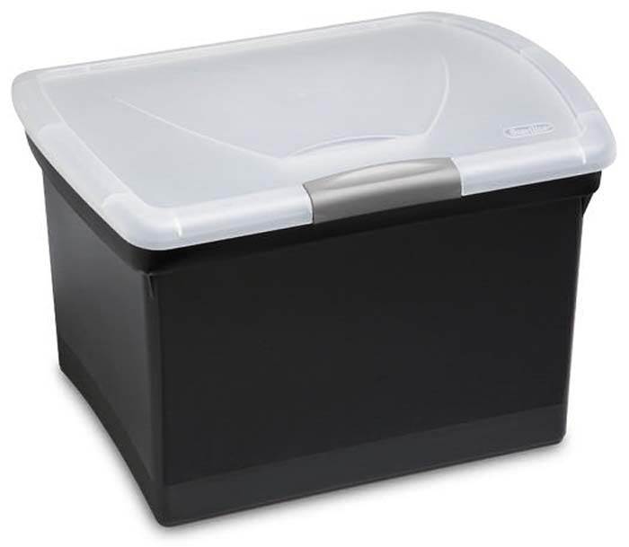 Sterilite Latching Letter Size File Box Clear Lid w/Handle, Black | 18789004 - VMInnovations