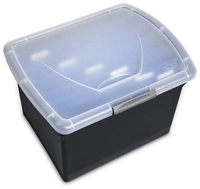 Sterilite Latching Letter Size File Box Clear Lid w/Handle, Black | 18789004 - VMInnovations