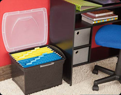 Sterilite Latching Letter Size File Box Clear Lid w/Handle, Black | 18789004 - VMInnovations
