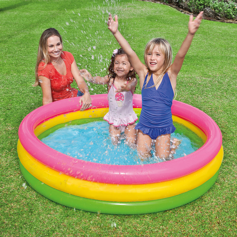 Intex Inflatable Sunset Glow Kiddie Pool with Multi-Colored Fun Ballz, 100 Pack